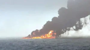 Colisión en el Mar del Norte provoca incendio